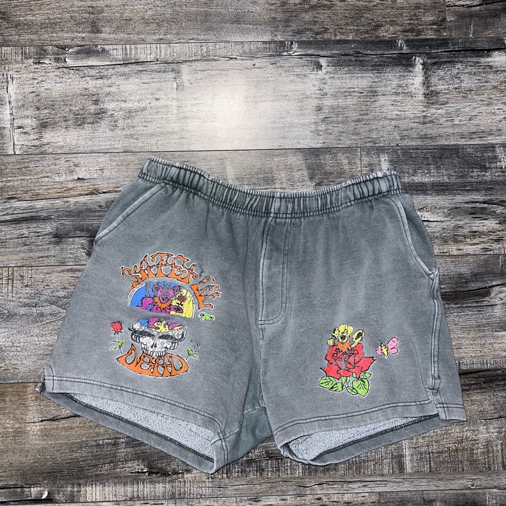 Gray Graphic Shorts with Colorful Design